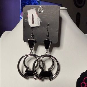Paparazzi Black and Silver Geometric Earrings